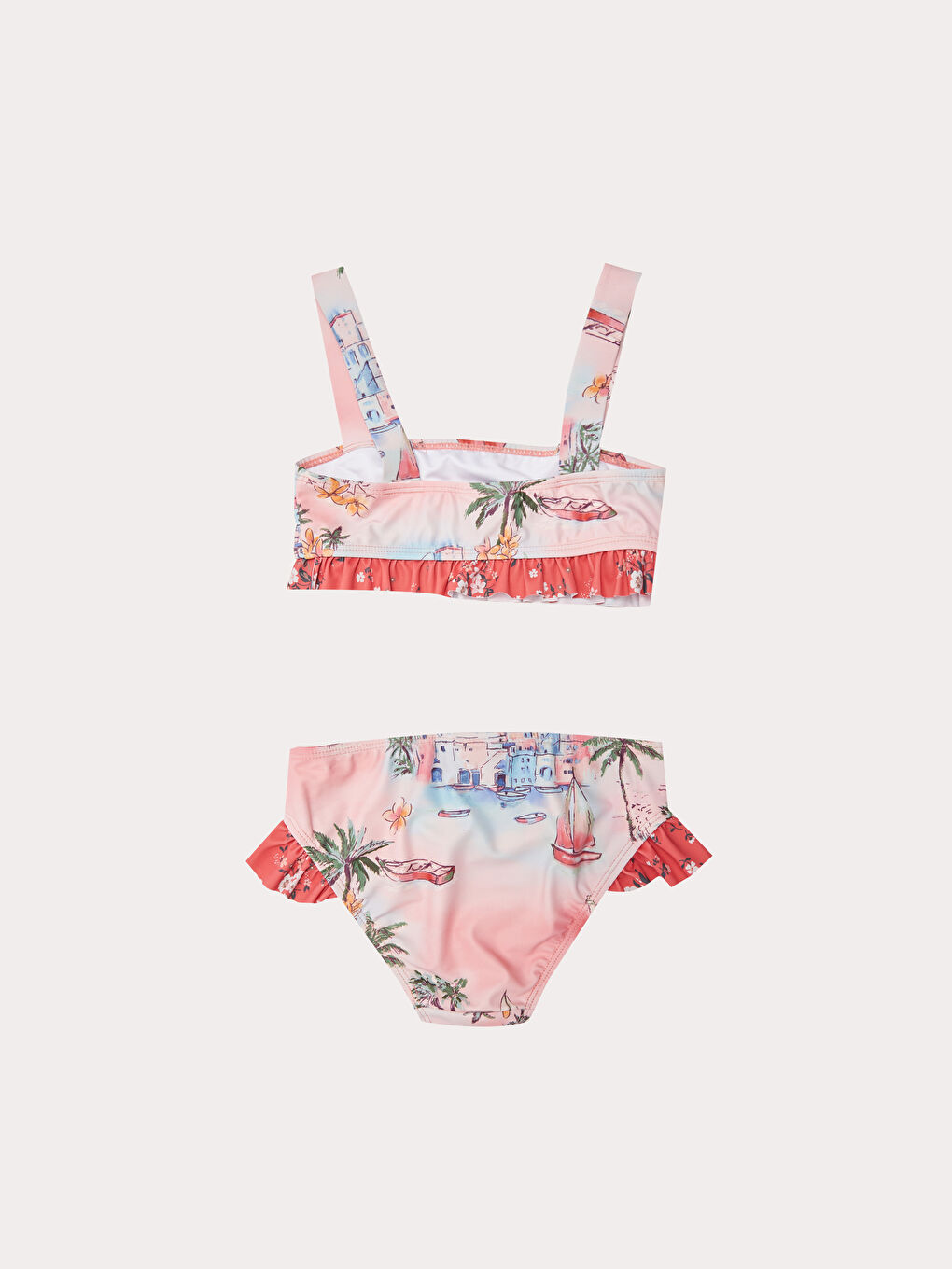 بيكيني للبنات بقماش مطبوع قابل للتمدد-1