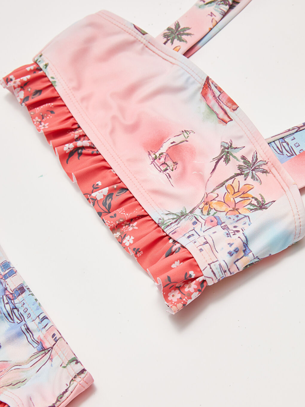 بيكيني للبنات بقماش مطبوع قابل للتمدد-2