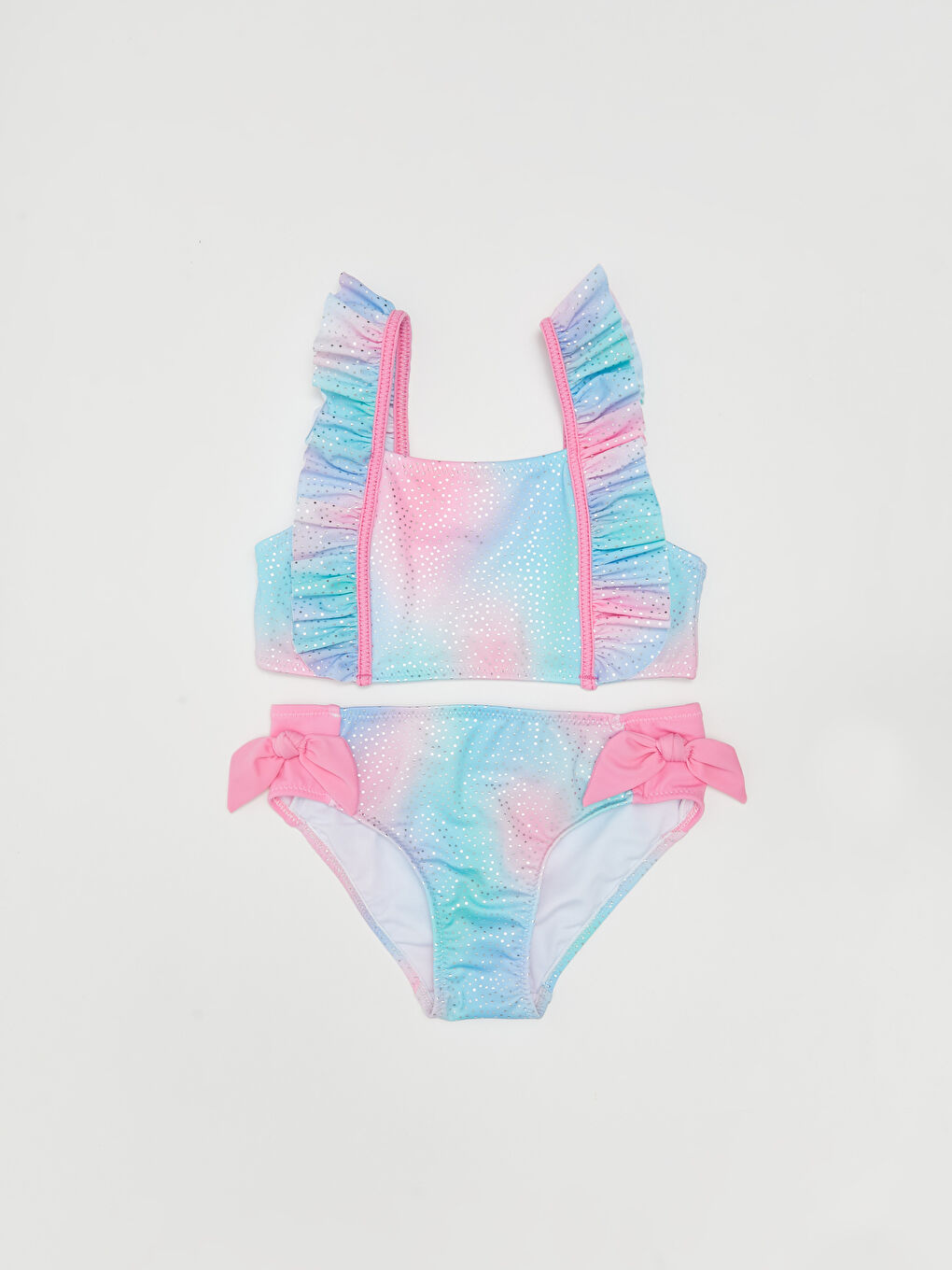 Karışık Esnek Kumaştan Batik Desenli Kız Çocuk Bikini