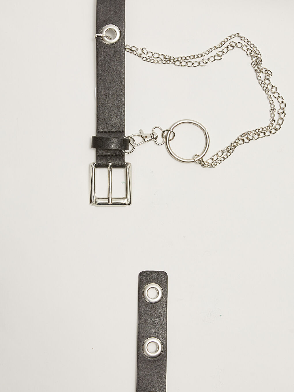 Siyah Deri Görünümlü Delikli Kız Çocuk Kemer-1