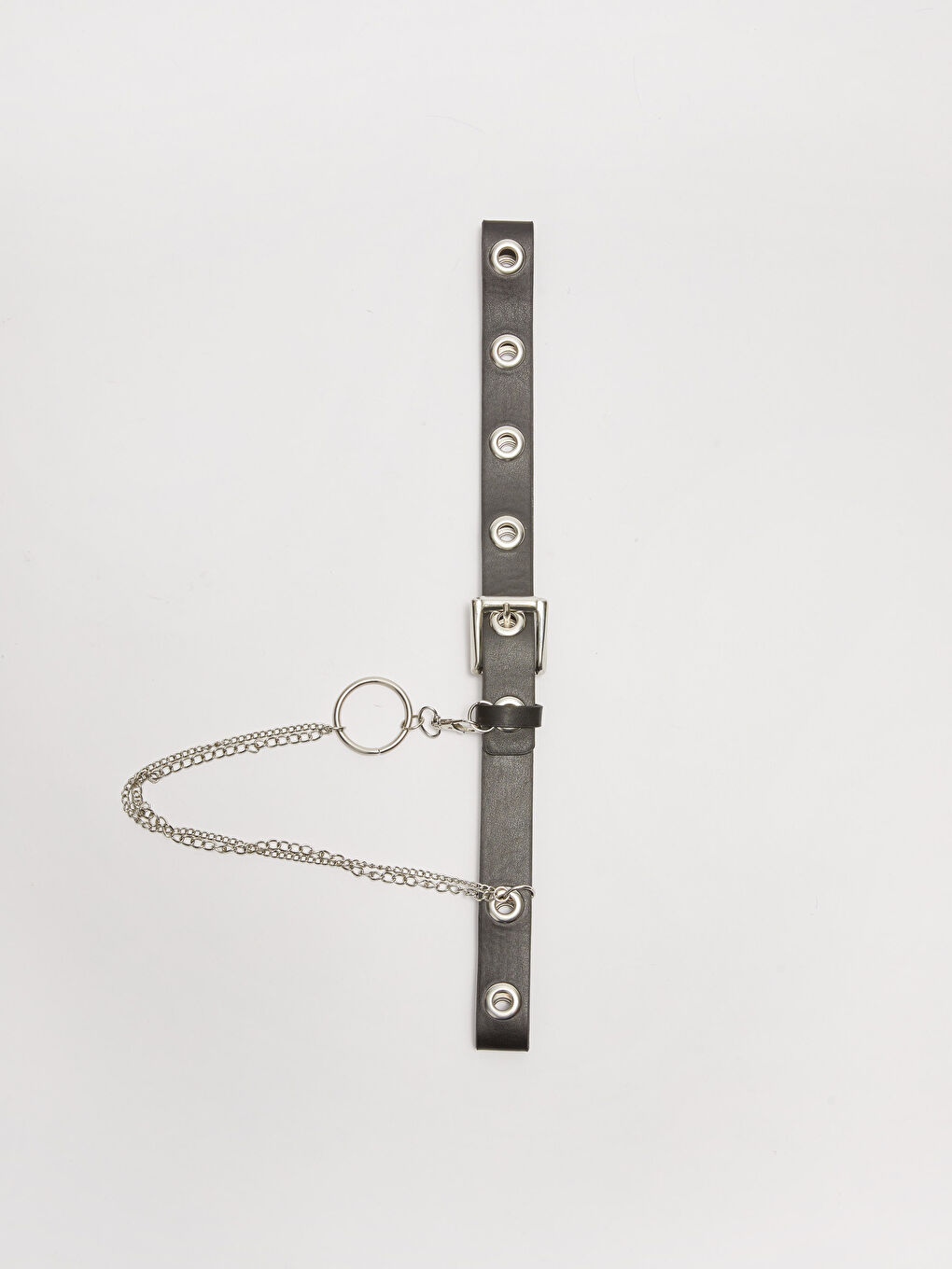 Siyah Deri Görünümlü Delikli Kız Çocuk Kemer-2