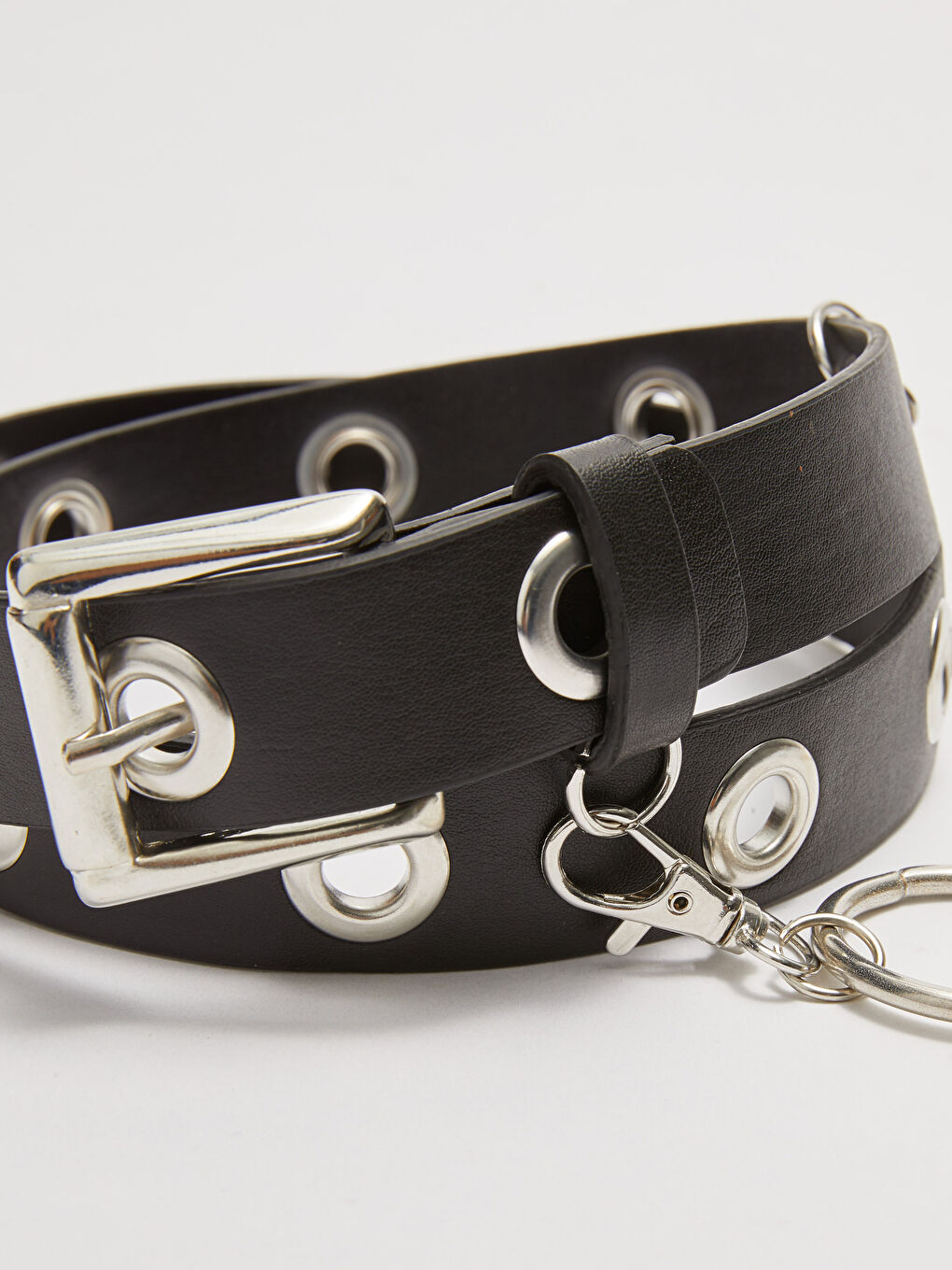 Siyah Deri Görünümlü Delikli Kız Çocuk Kemer-3