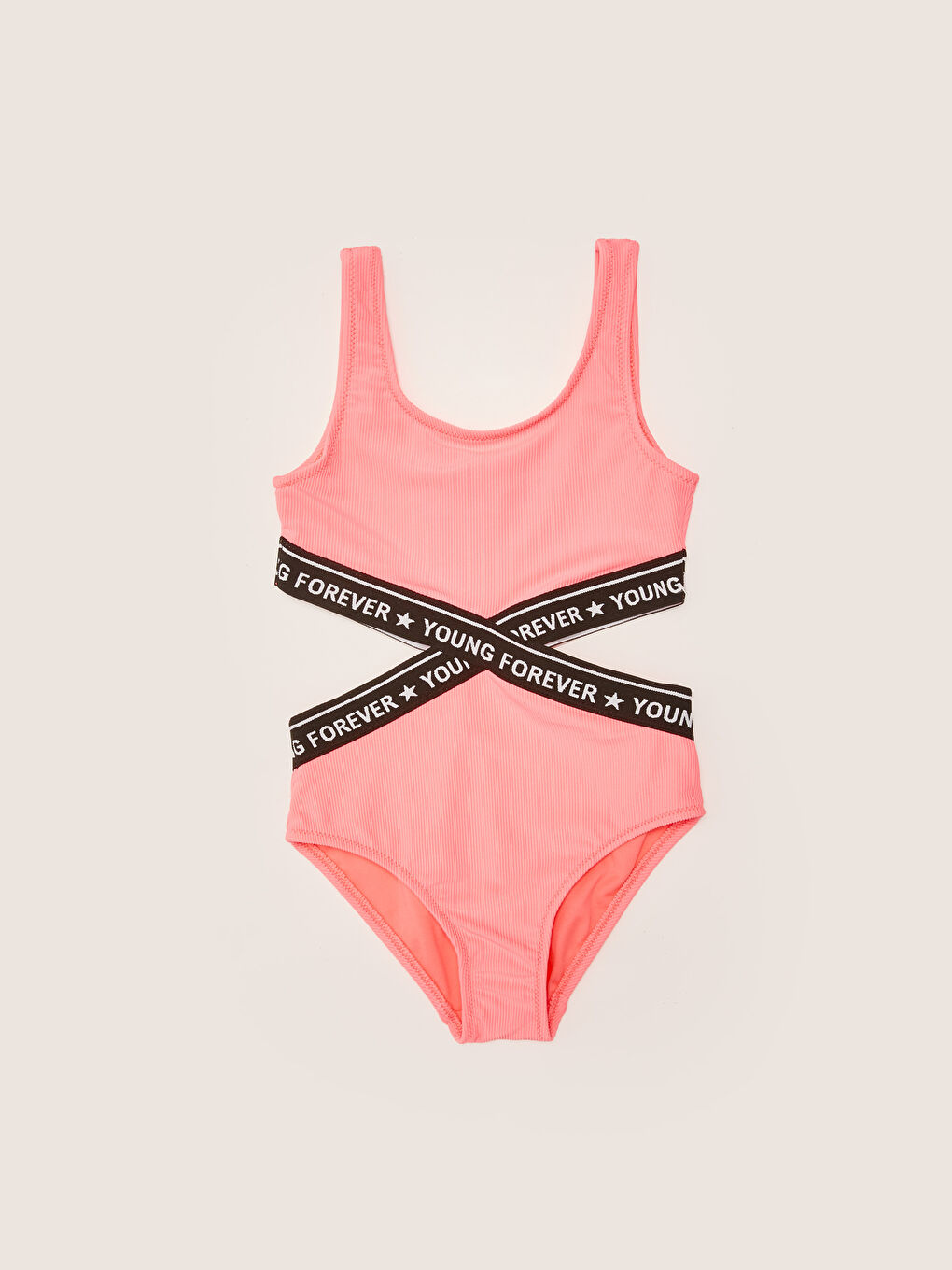 Mercan Esnek Kumaştan Baskılı Kız Çocuk Mayo