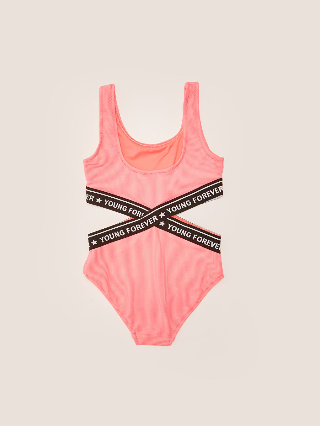 Mercan Esnek Kumaştan Baskılı Kız Çocuk Mayo-1