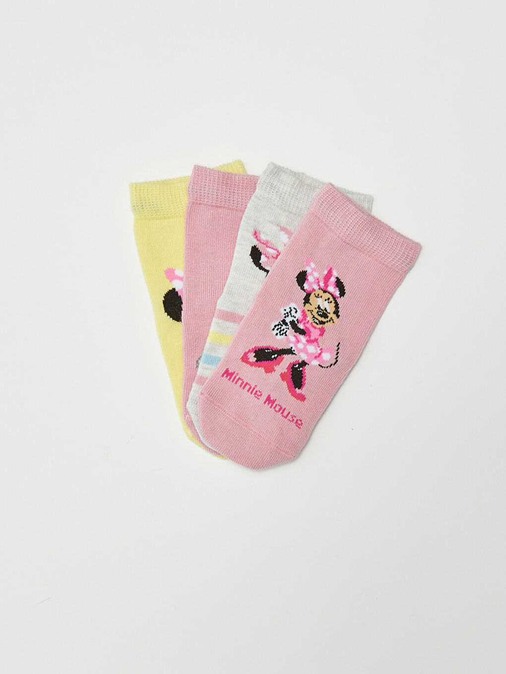 Носки для малышек девочек с принтом Минни Маус, упаковка из 4 штук