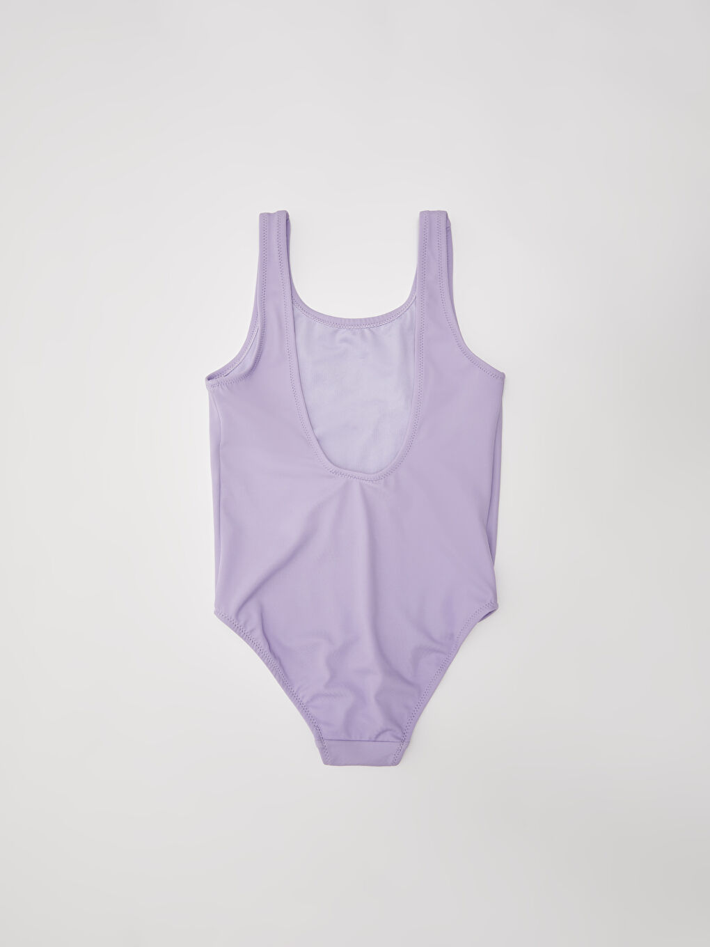 Lila Esnek Kumaştan Baskılı Kız Çocuk Mayo-1