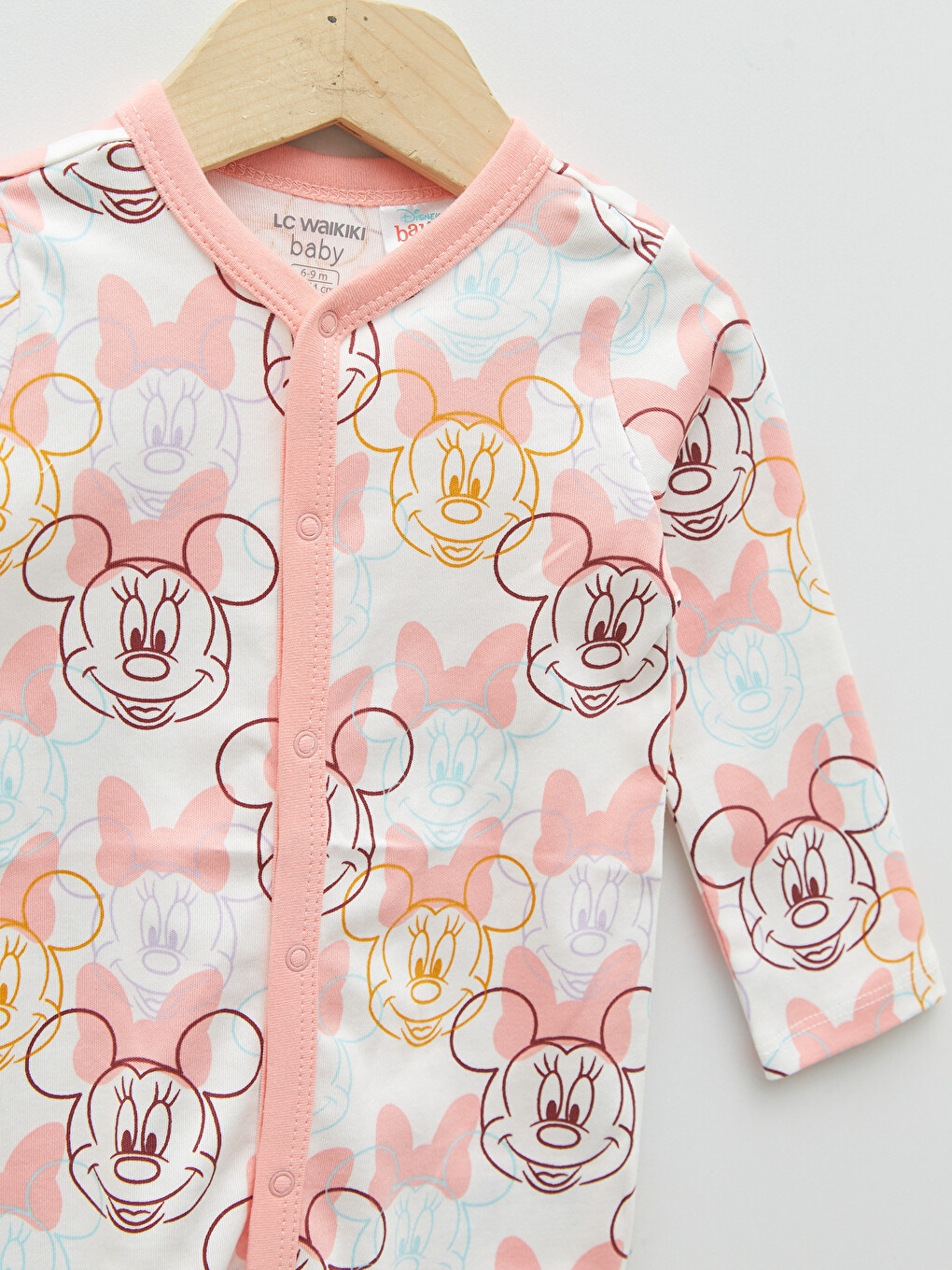 V-Ausschnitt Langarm Minnie Mouse Bedruckt Baby Mädchen Spielanzüge-2