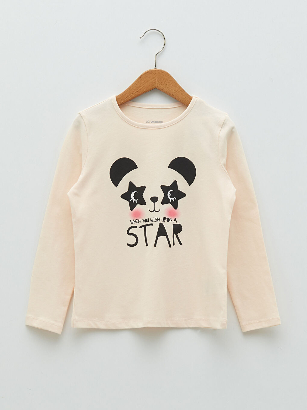 LCW Kids Crew Neck Printed Long Sleeve Cotton Girl T-shirt -S21934Z4-QVF