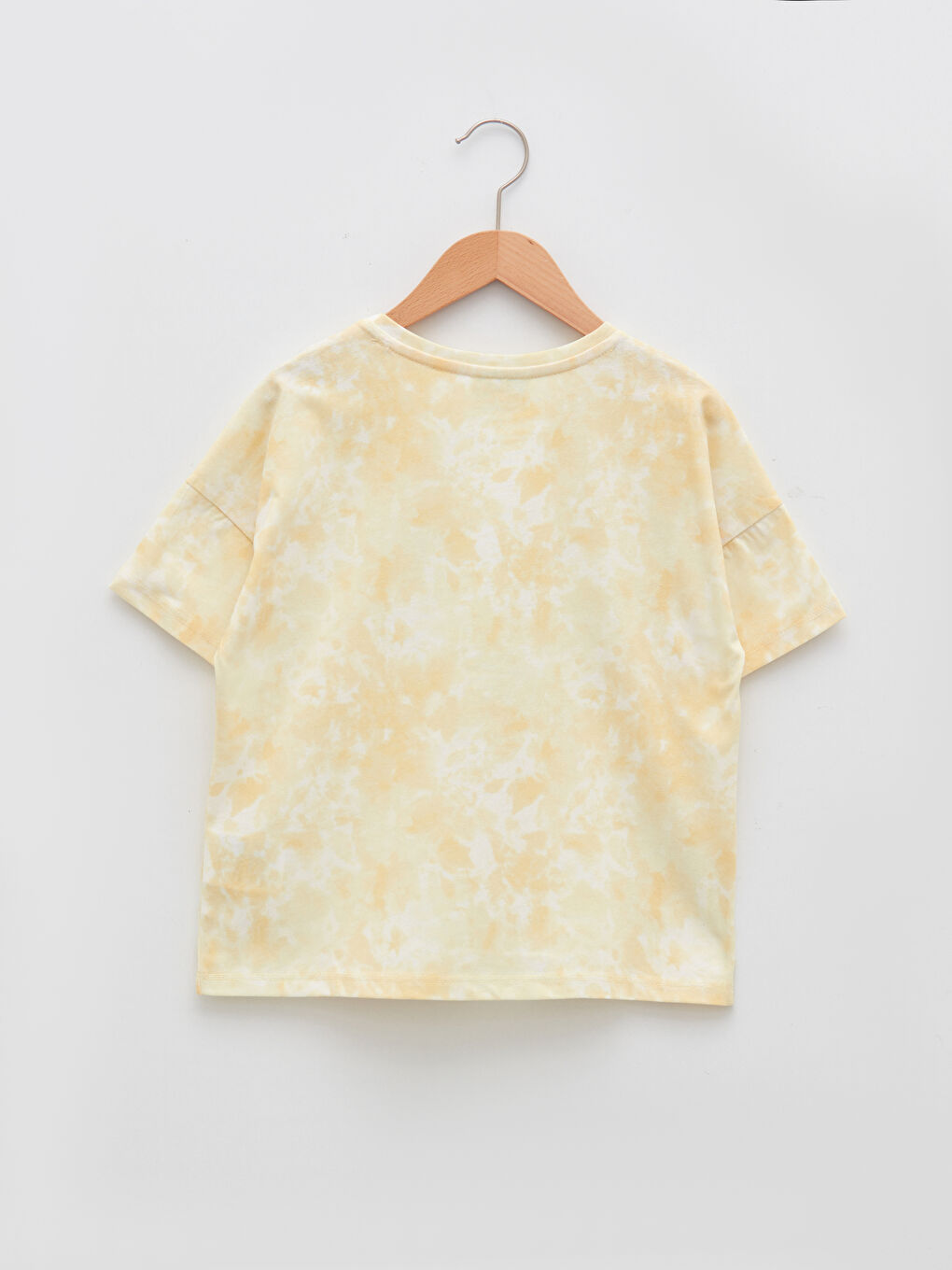 Sarı Bisiklet Yaka Baskılı Kısa Kollu Kız Çocuk Tişört-1