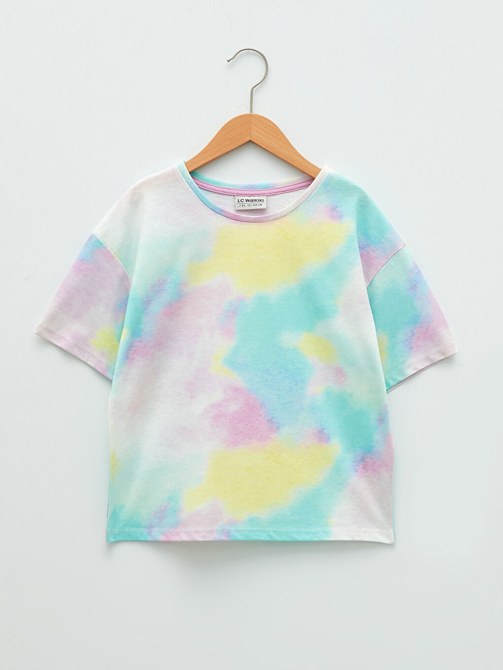 LCW Kids Crew Neck Tie-Dye Patterned Short Sleeve Girls' T-Shirt -S21939Z4-F9C