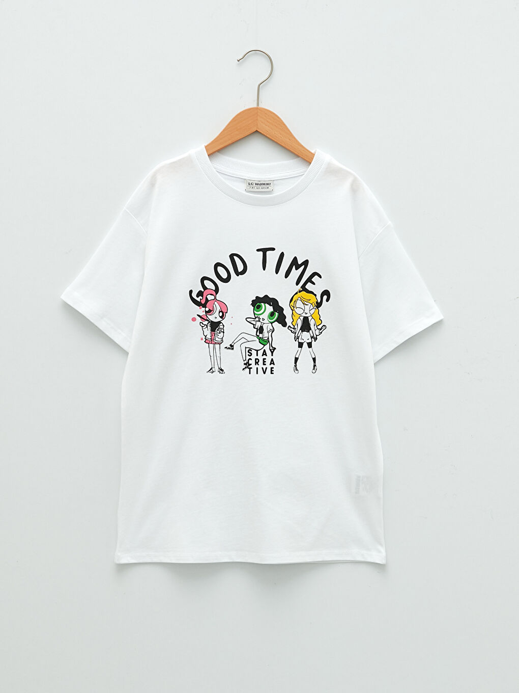 Crew Neck Printed Short Sleeve Cotton Girl T-shirt