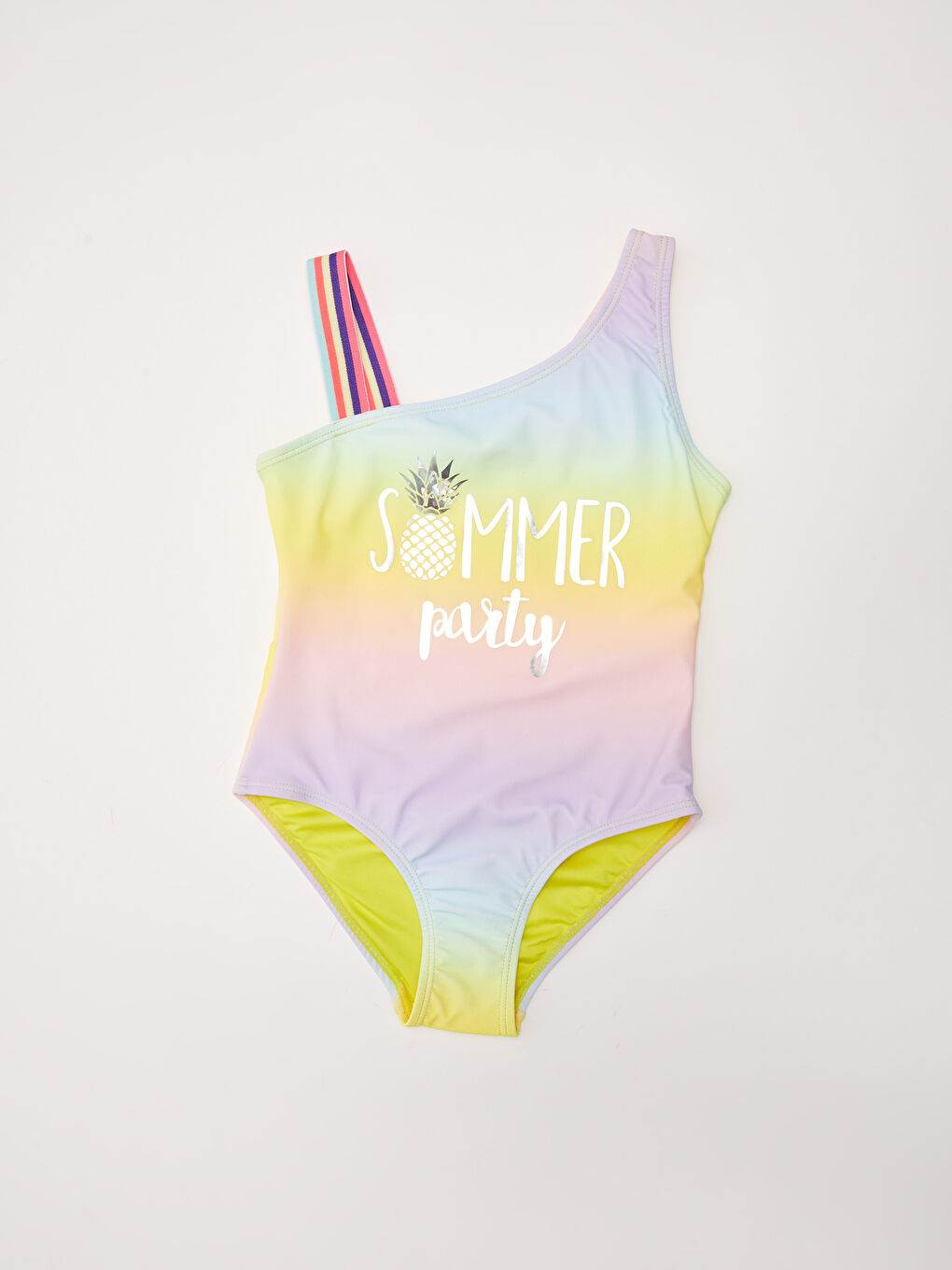 Karışık Esnek Kumaştan Baskılı Kız Çocuk Mayo