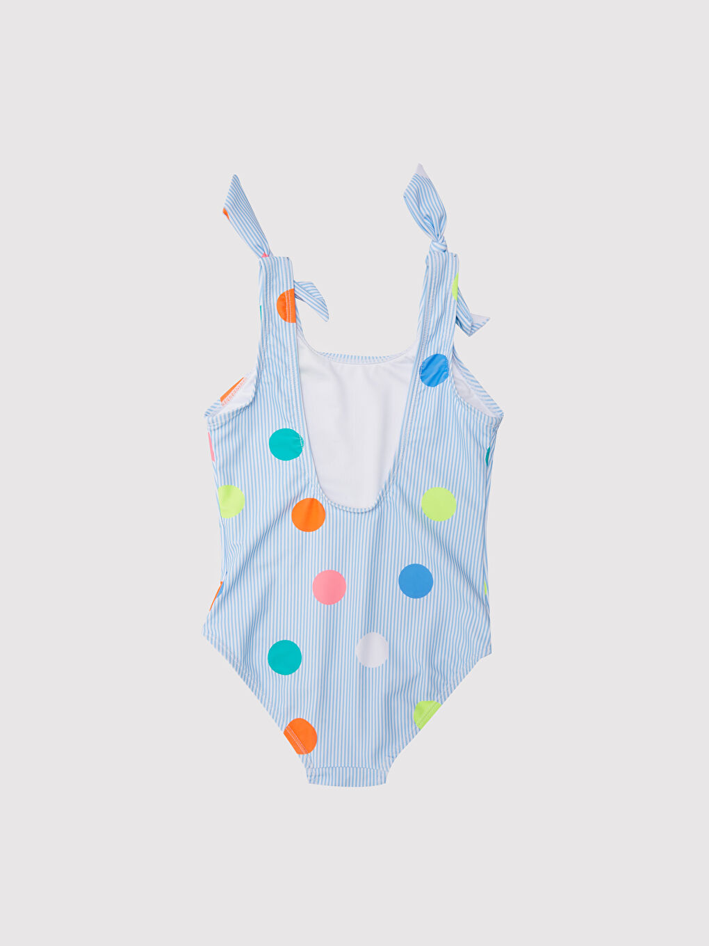Maillot de bain fille à motif à pois en tissu extensible-1