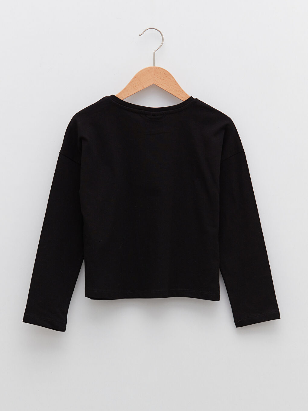 Crew Neck Letter Printed Long Sleeve Girl's T-Shirt-1