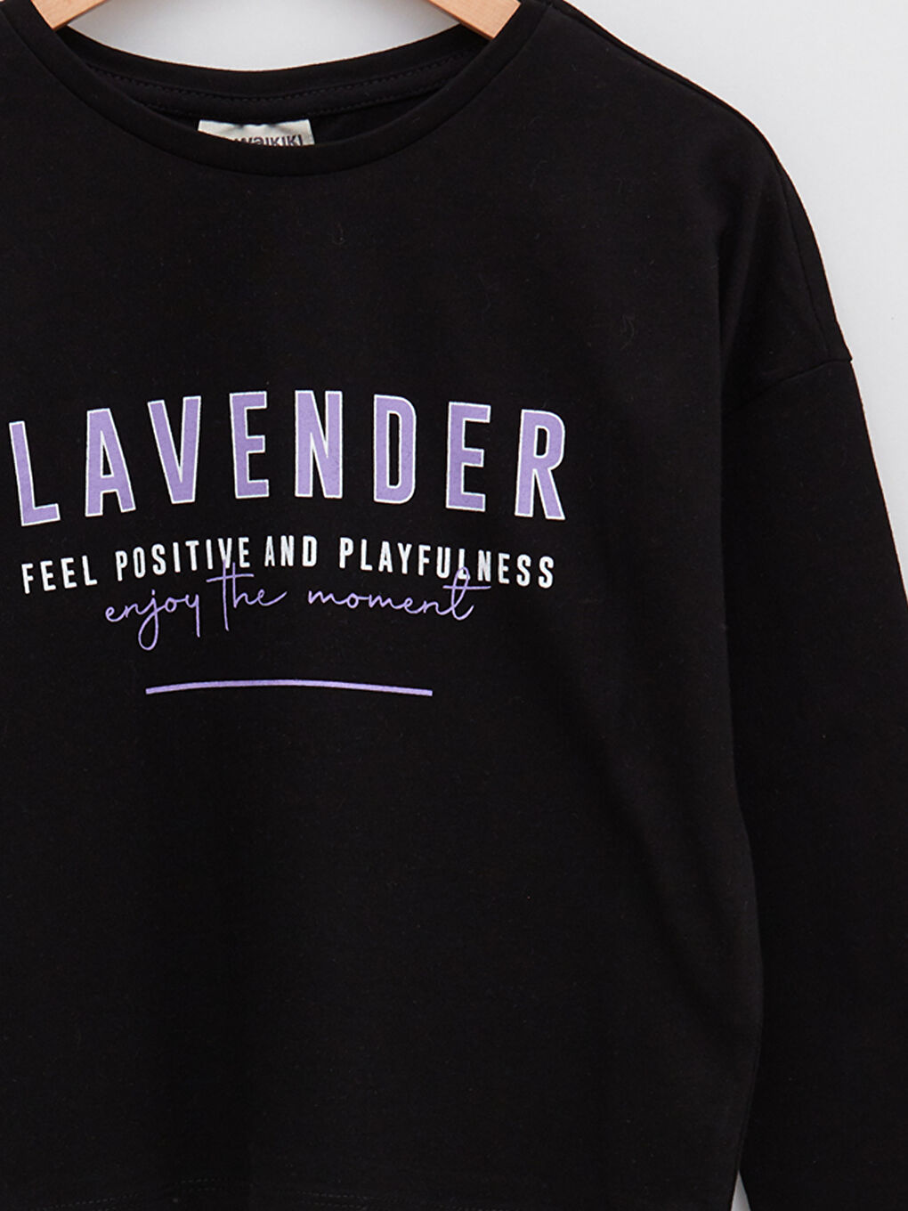 Crew Neck Letter Printed Long Sleeve Girl's T-Shirt-2