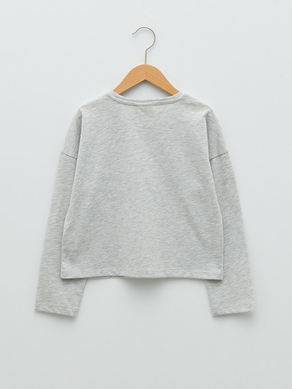 تيشيرت بناتي كم طويل مطبوع بحروف برقبة دائرية-1