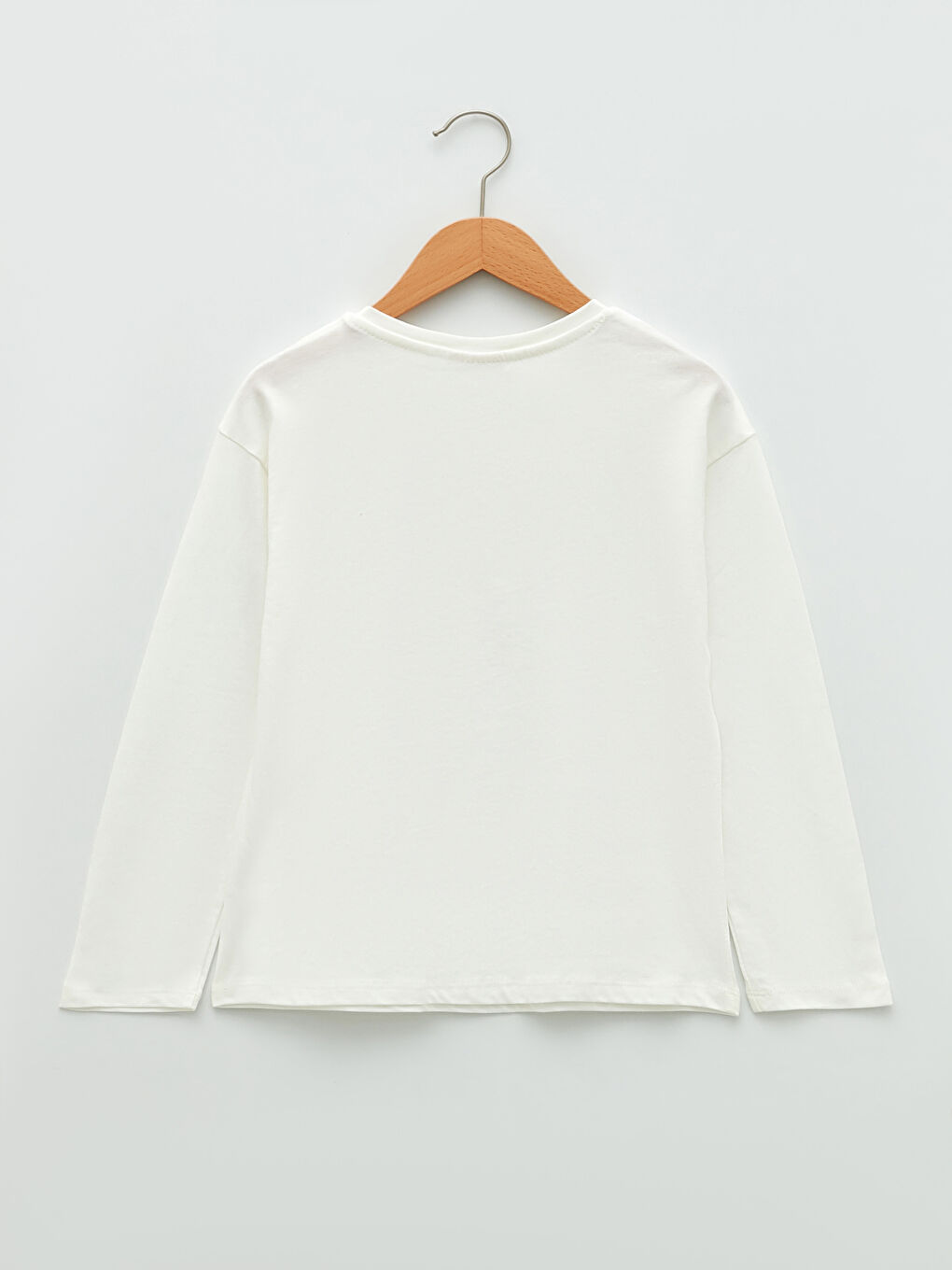 Crew Neck Printed Long Sleeve Cotton Girl T-shirt-1