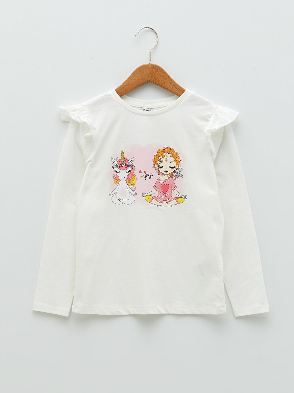 Crew Neck Printed Long Sleeve Girls' T-Shirt