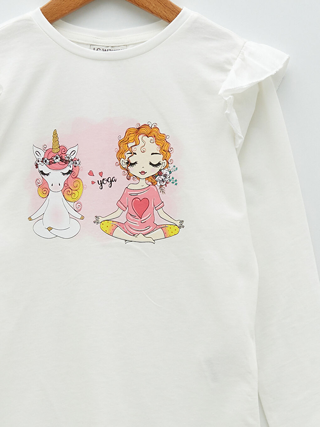 Crew Neck Printed Long Sleeve Girls' T-Shirt-2