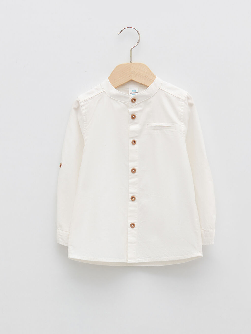 Chemise Bébé Garçon Basique Gabardine Manches Longues Col Mao