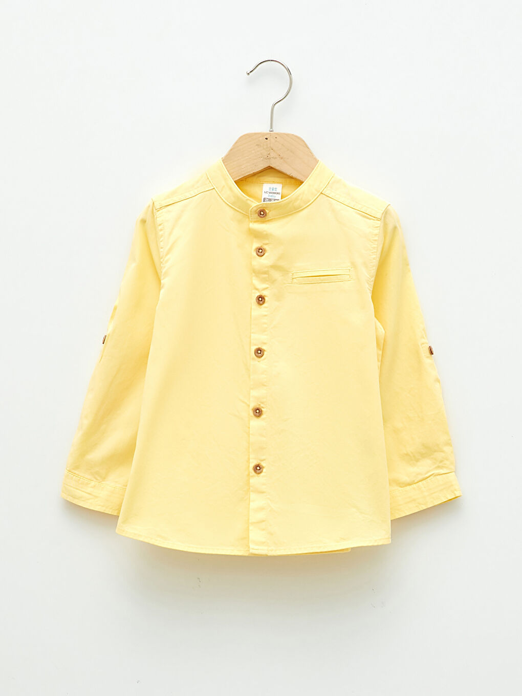 Chemise Bébé Garçon Basique Gabardine Manches Longues Col Mao