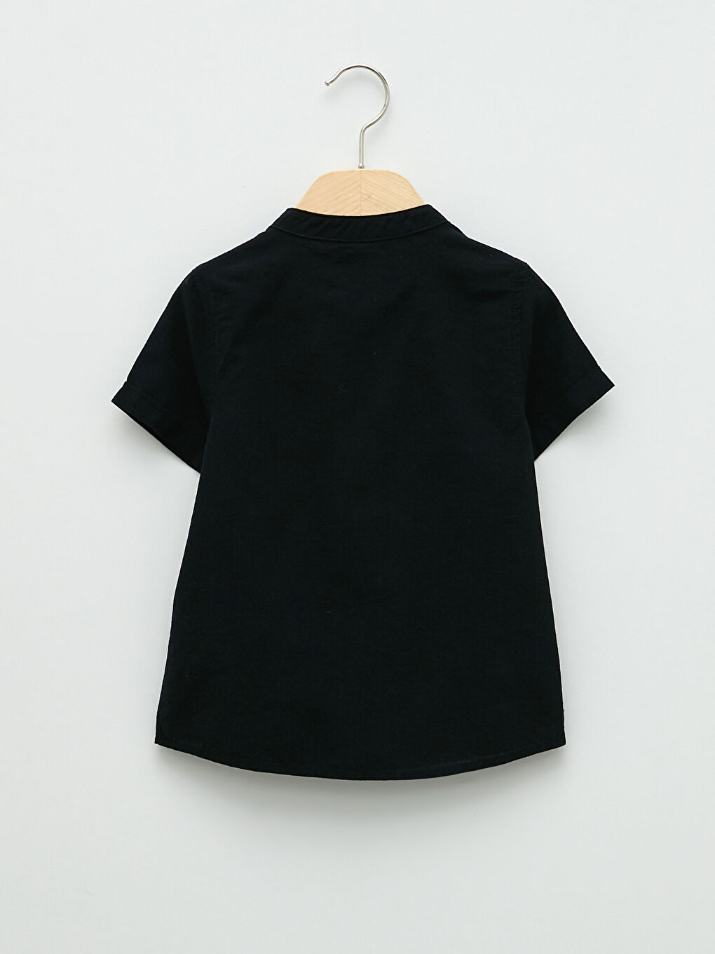 Grandad Collar Short Sleeved Basic Poplin Baby Boy Shirt-1