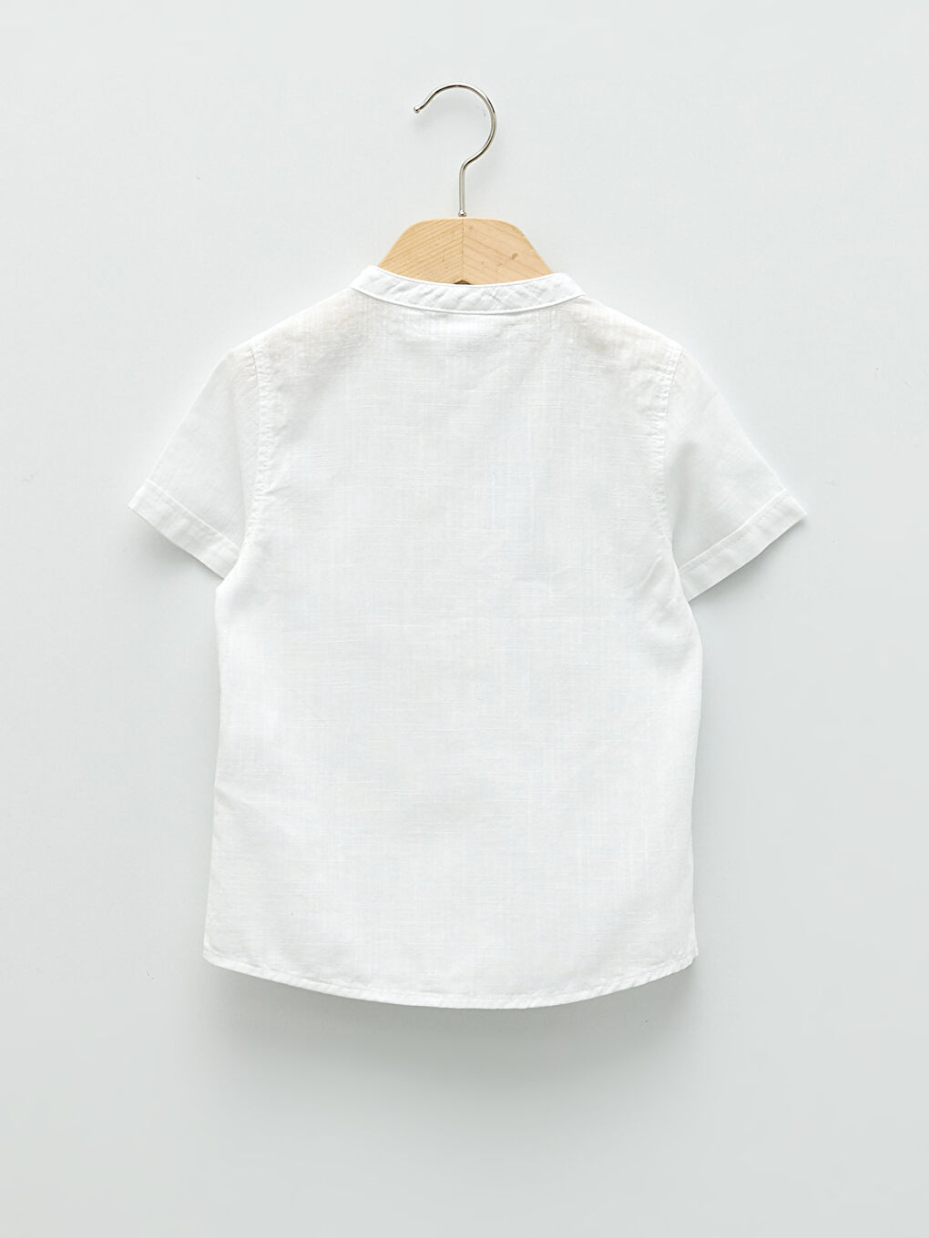 Crew Neck Short Sleeve Basic Poplin Baby Boy Shirt-1