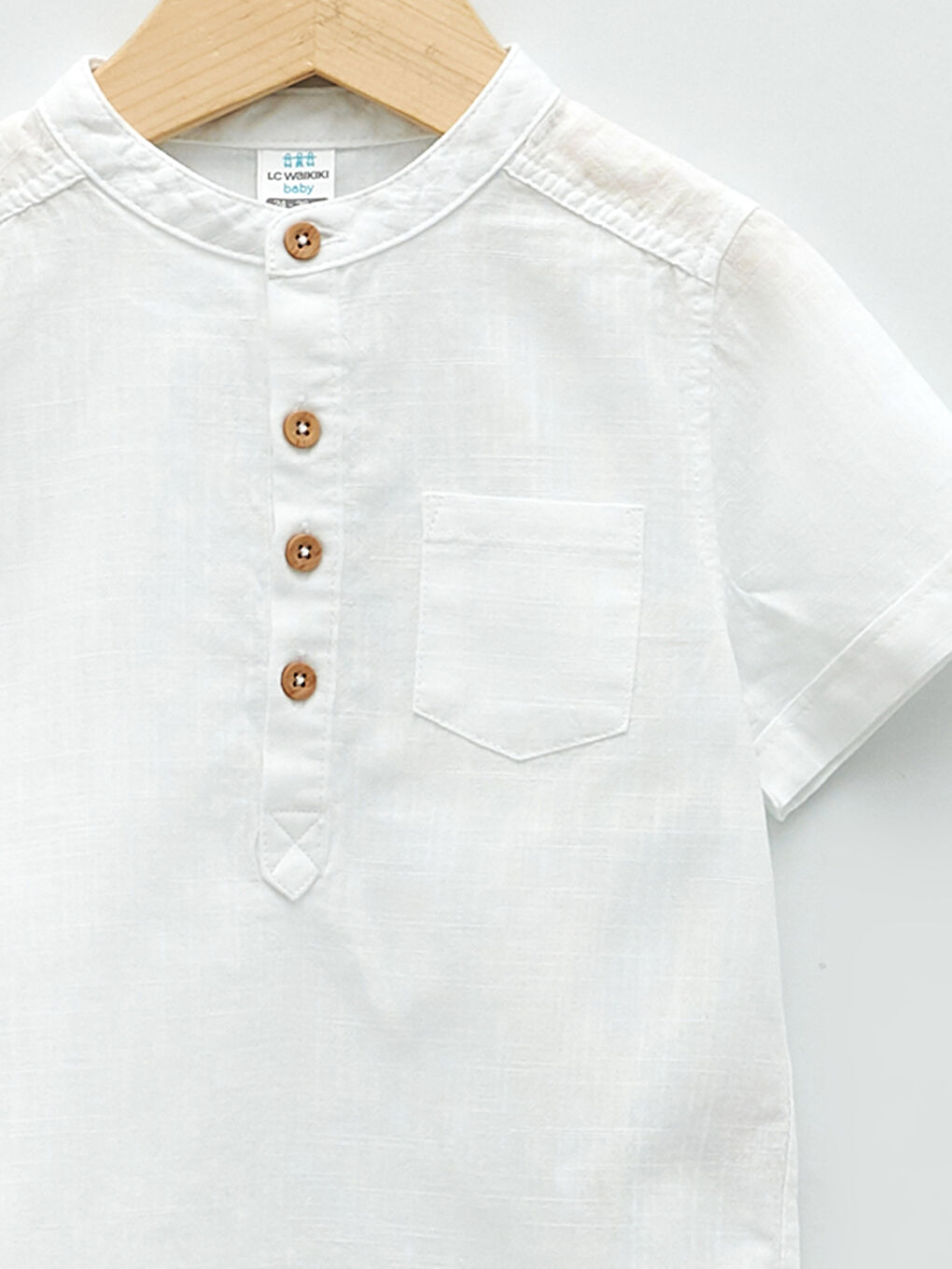 Crew Neck Short Sleeve Basic Poplin Baby Boy Shirt-2