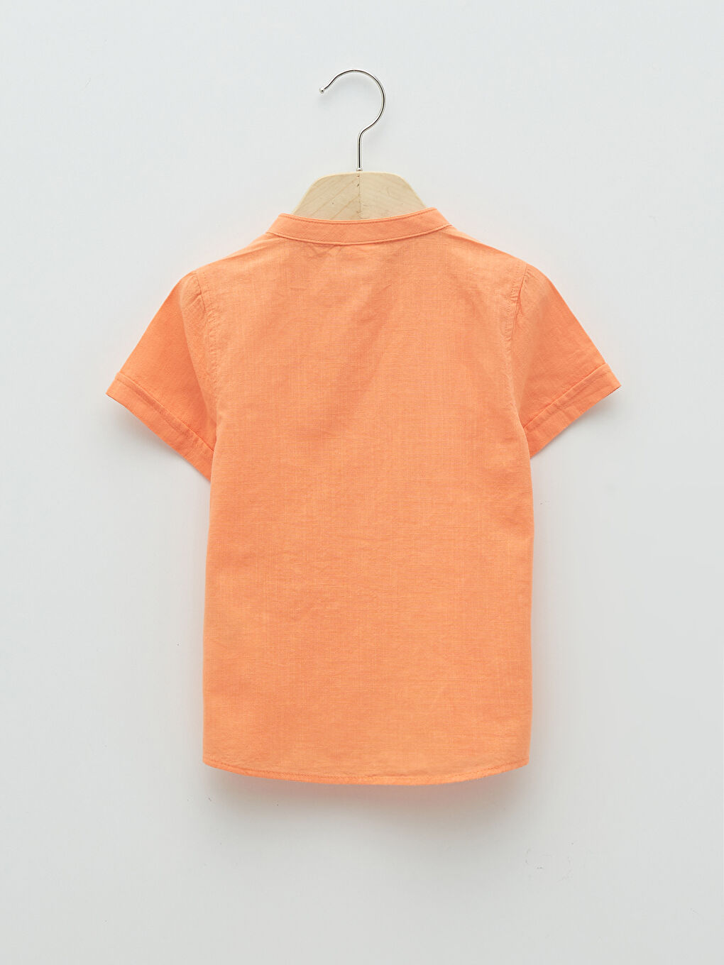 Chemise Bébé Garçon Basique en Popeline à Manches Courtes et Col Mao-1