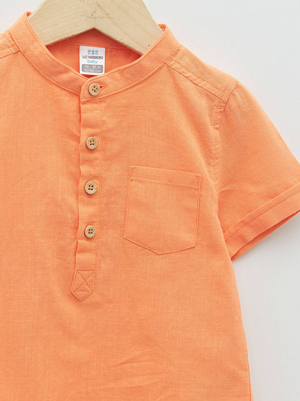 Chemise Bébé Garçon Basique en Popeline à Manches Courtes et Col Mao-2