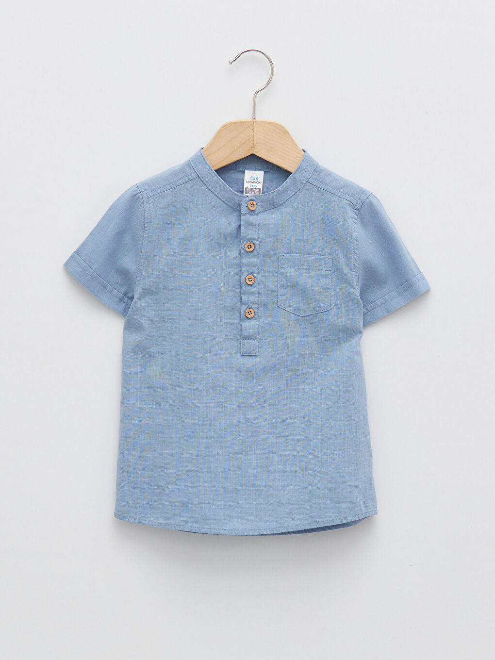 Crew Neck Short Sleeve Basic Poplin Baby Boy Shirt