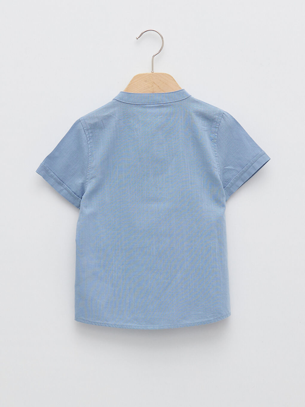 Crew Neck Short Sleeve Basic Poplin Baby Boy Shirt-1