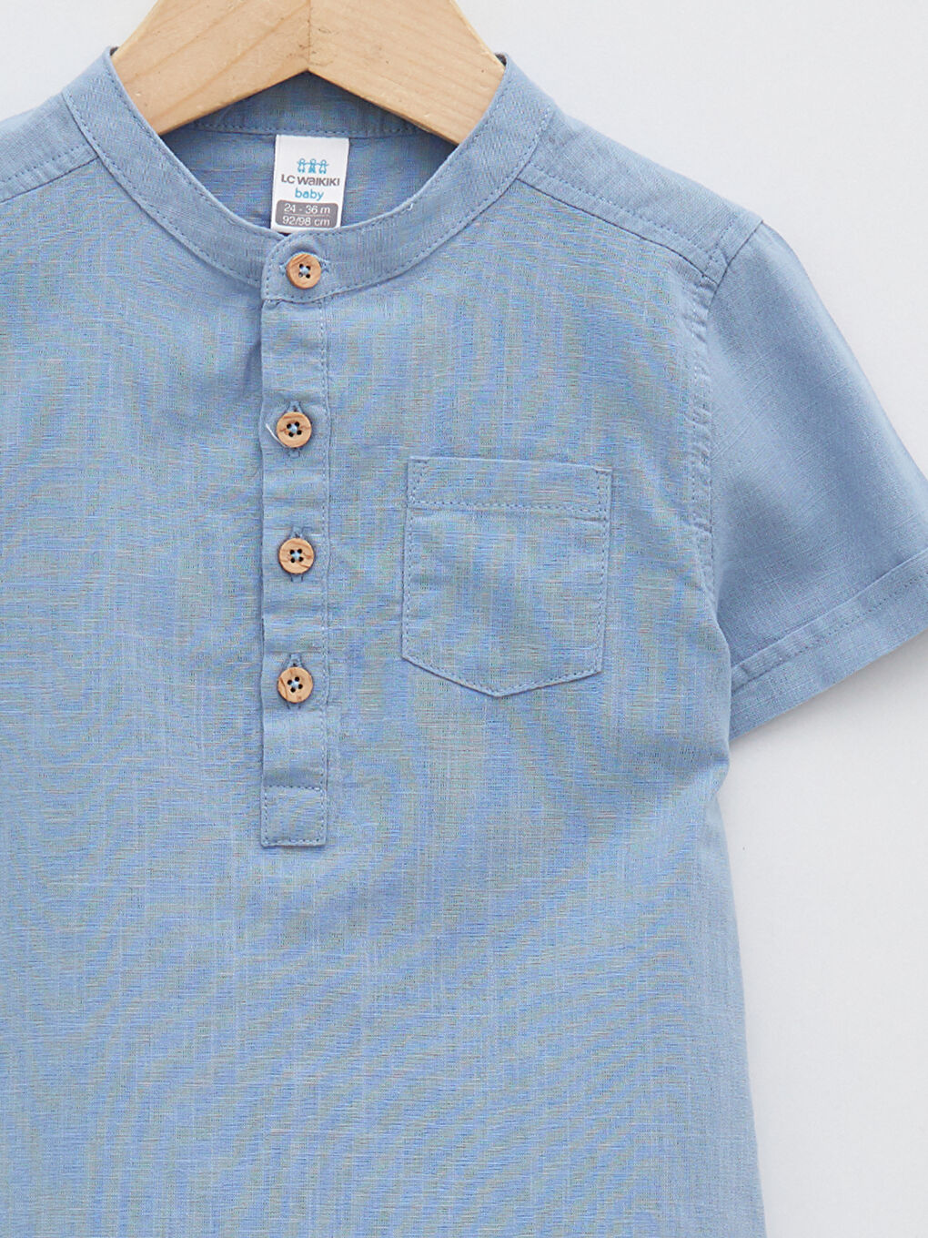 Crew Neck Short Sleeve Basic Poplin Baby Boy Shirt-2