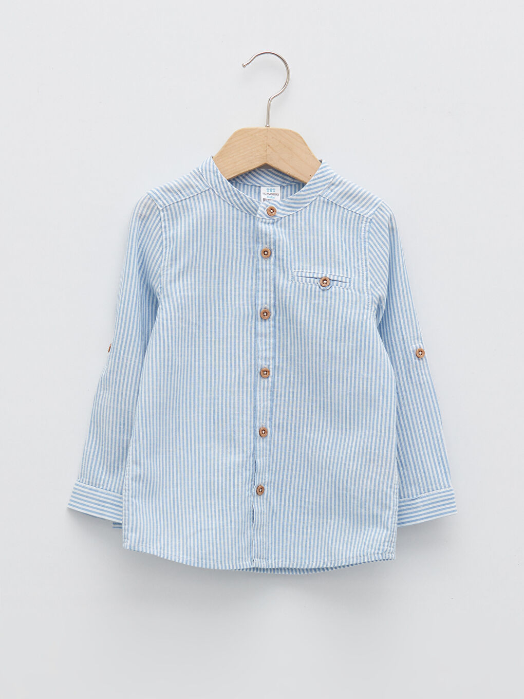Henley Neckline Long Sleeve Cotton Baby Boy Shirt