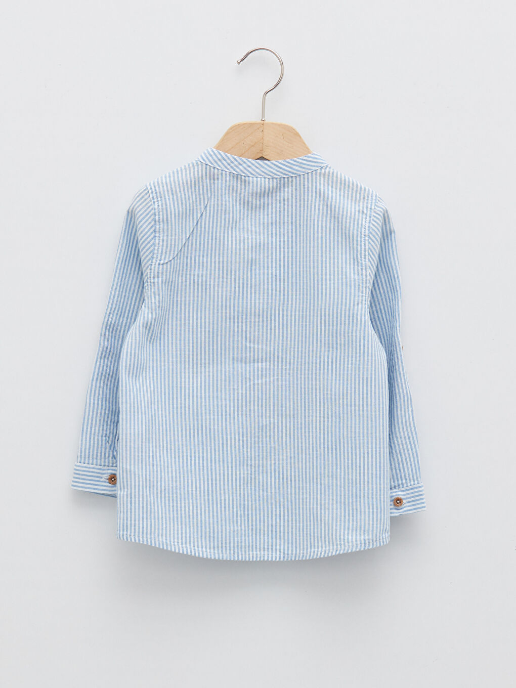 Henley Neckline Long Sleeve Cotton Baby Boy Shirt-1