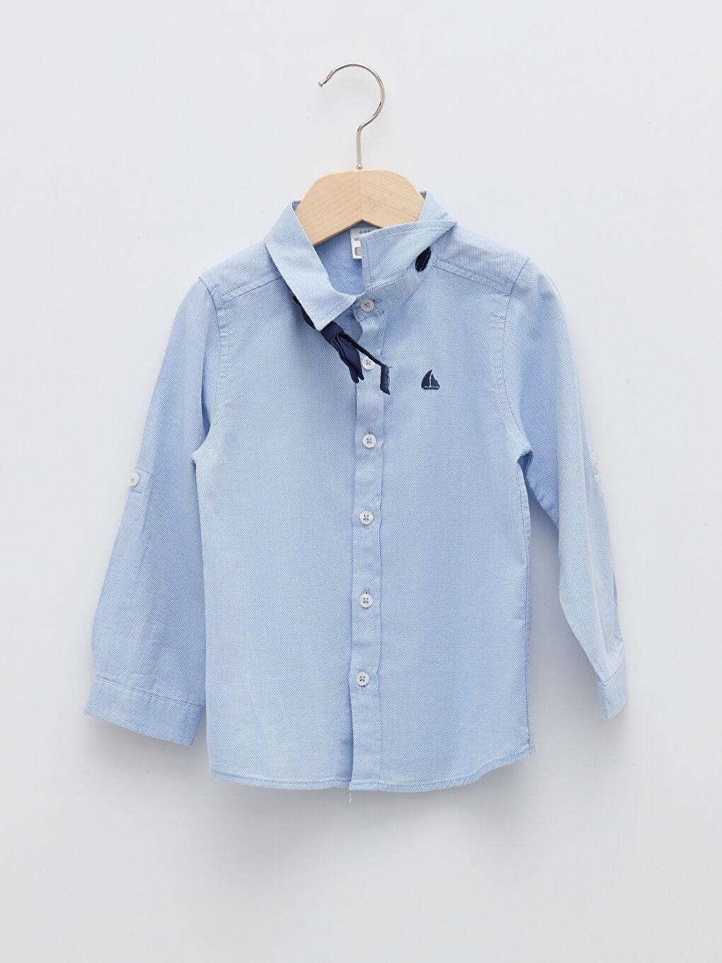 Long Sleeve Embroidery Detailed Cotton Baby Boy Shirt and Bow Tie 2-Piece Set-2