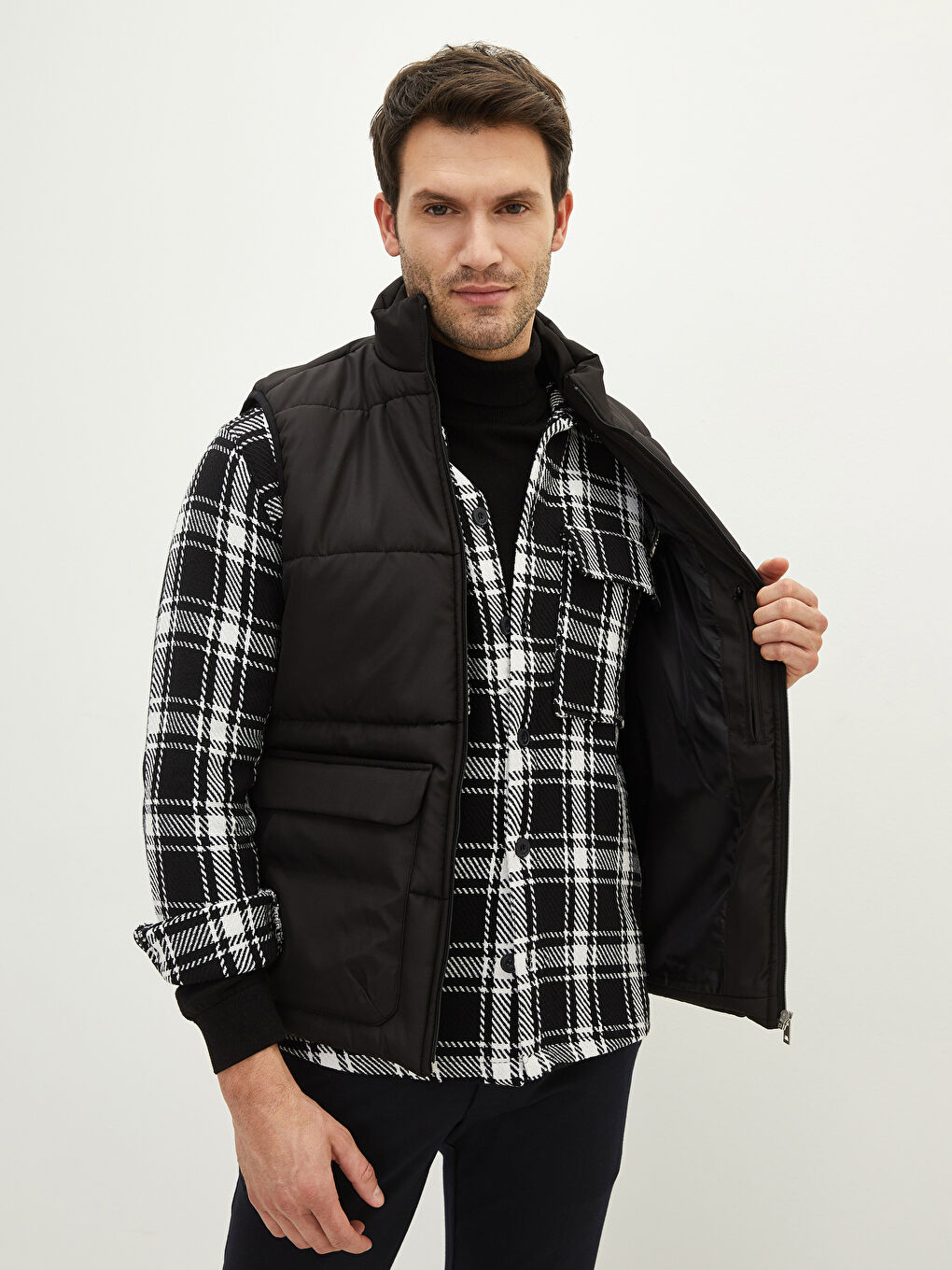 Standard Fit Funnel Neck Men's Waistcoat-1