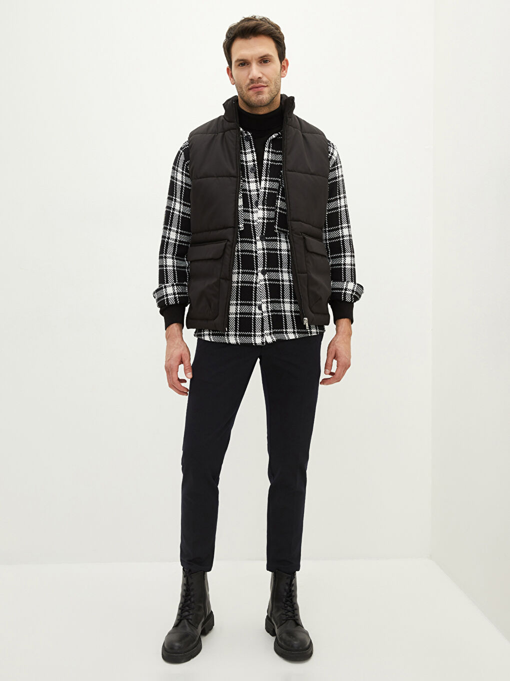 Standard Fit Funnel Neck Men's Waistcoat-2