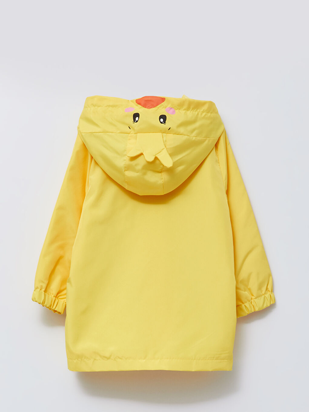 Sarı Kapüşonlu Uzun Kollu Baskılı Kız Bebek Yağmurluk-2