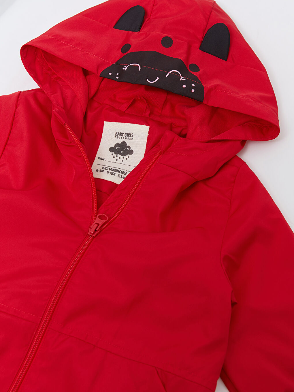 Hooded Long Sleeve Printed Baby Girls' Raincoat-3