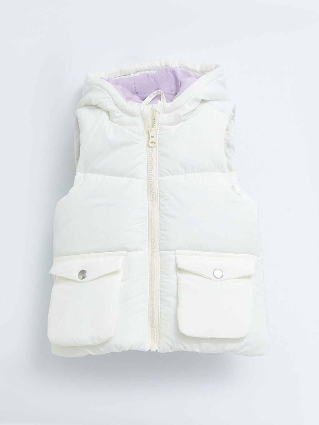 Hooded Basic Baby Girl Zippered Vest