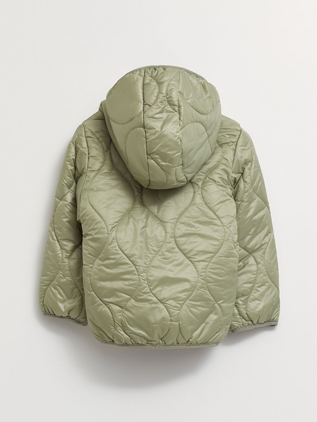 Yeşil Kapüşonlu Uzun Kollu Basic Kız Bebek Fermuarlı Mont-3