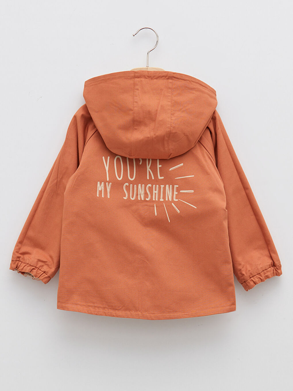 Bej Kapüşonlu Uzun Kollu Baskılı Kız Bebek Çift Taraflı Mont-7