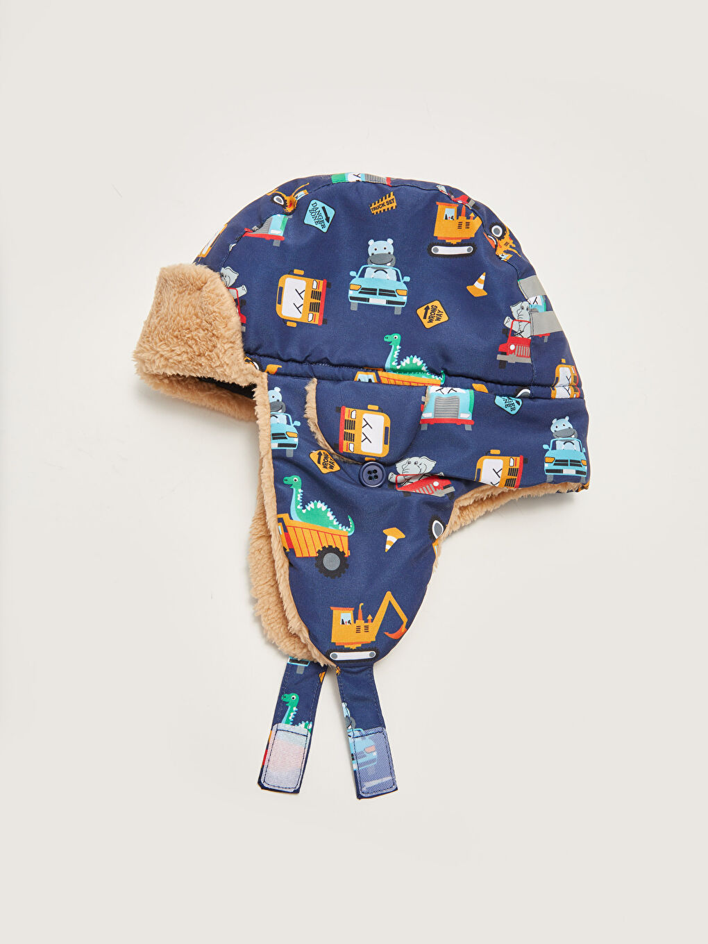 LCW ACCESSORIES Boy's Fur Lined Printed Hat with Ears -S22055Z4-HEU