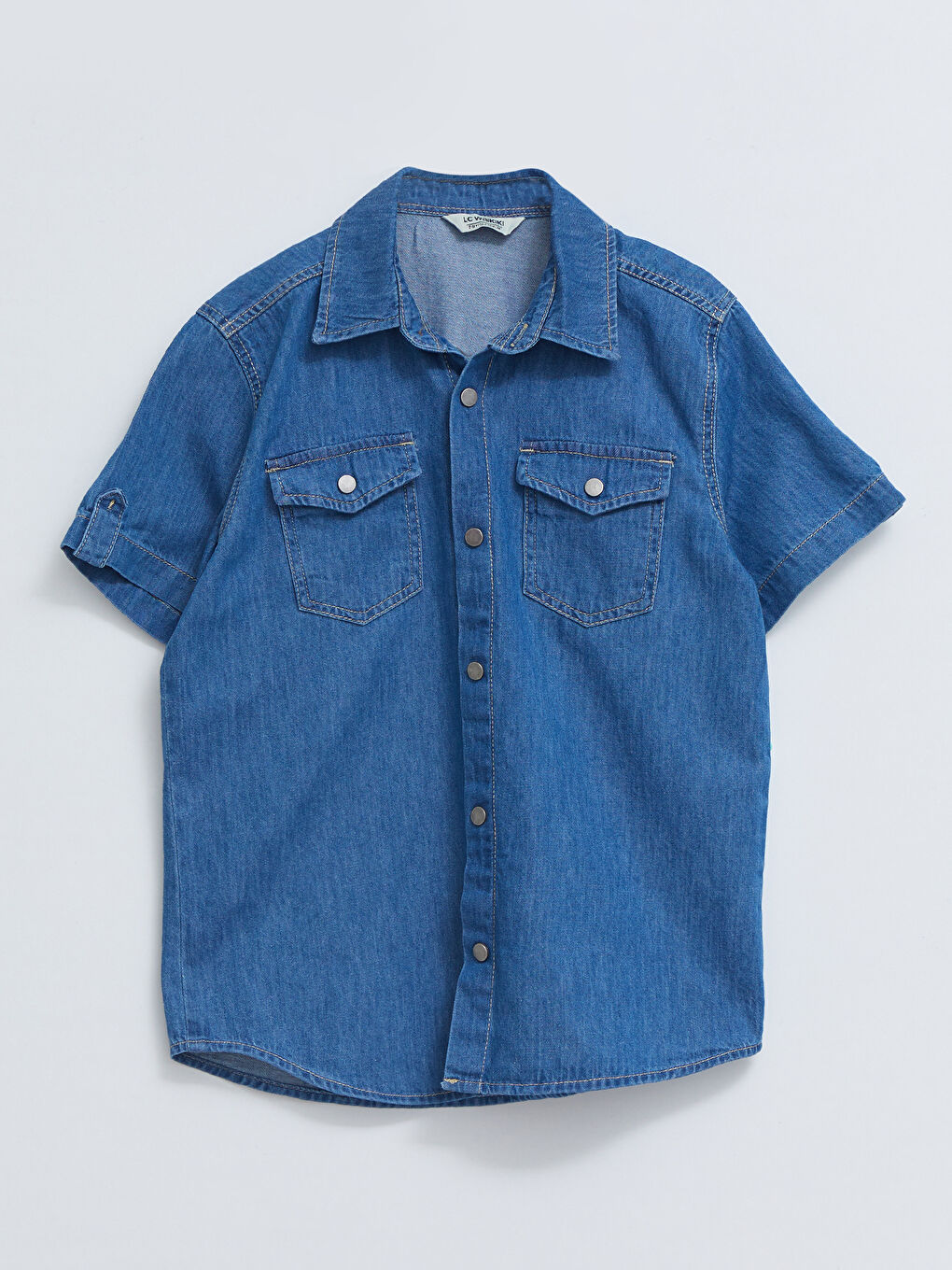Basic Short Sleeve Boys' Denim Shirt