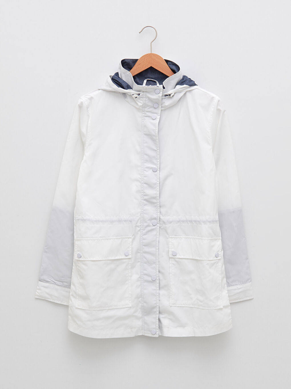 Hooded Straight Pocket Detailed Long Sleeve Women's Raincoat-6