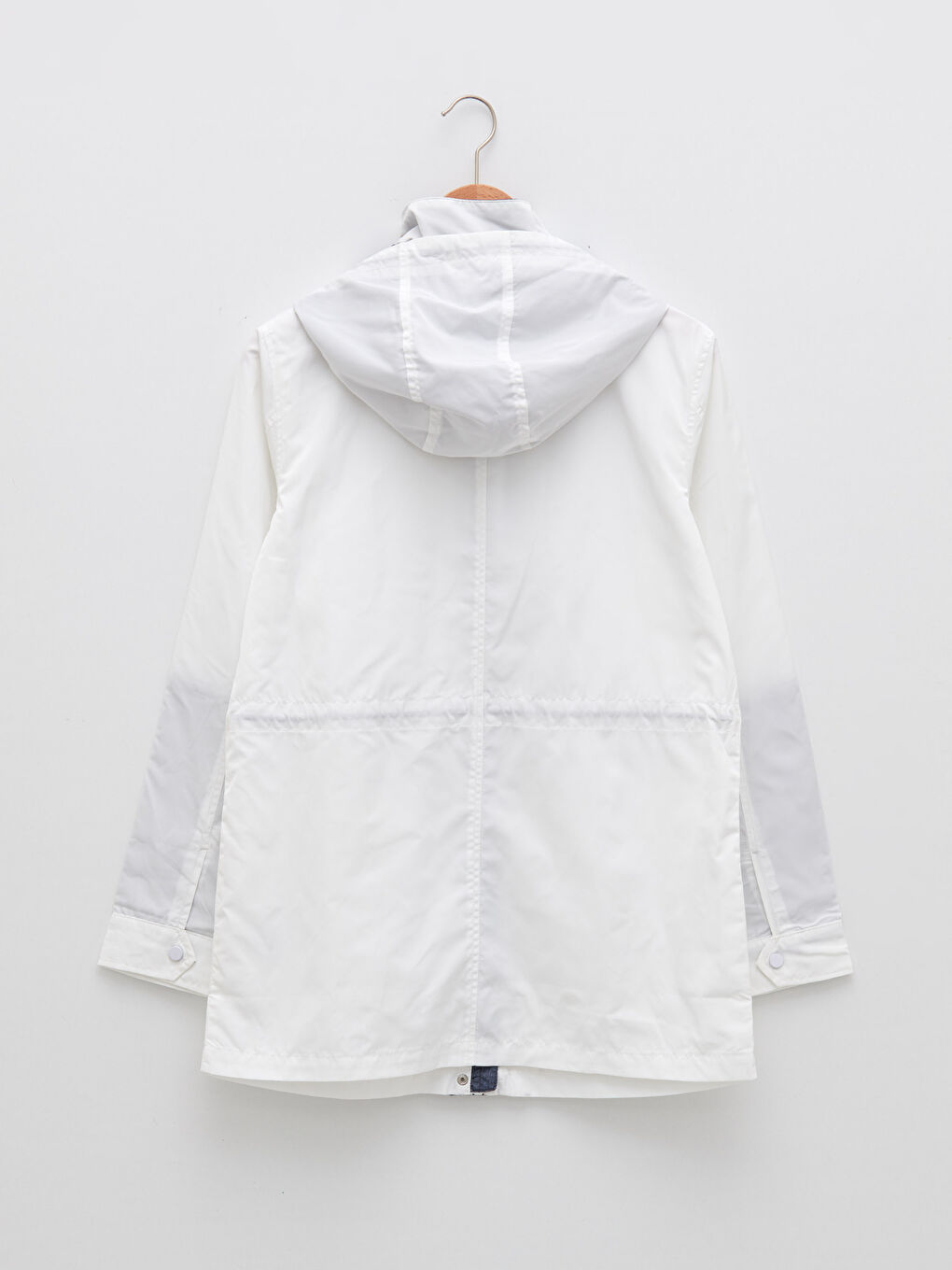 Hooded Straight Pocket Detailed Long Sleeve Women's Raincoat-7