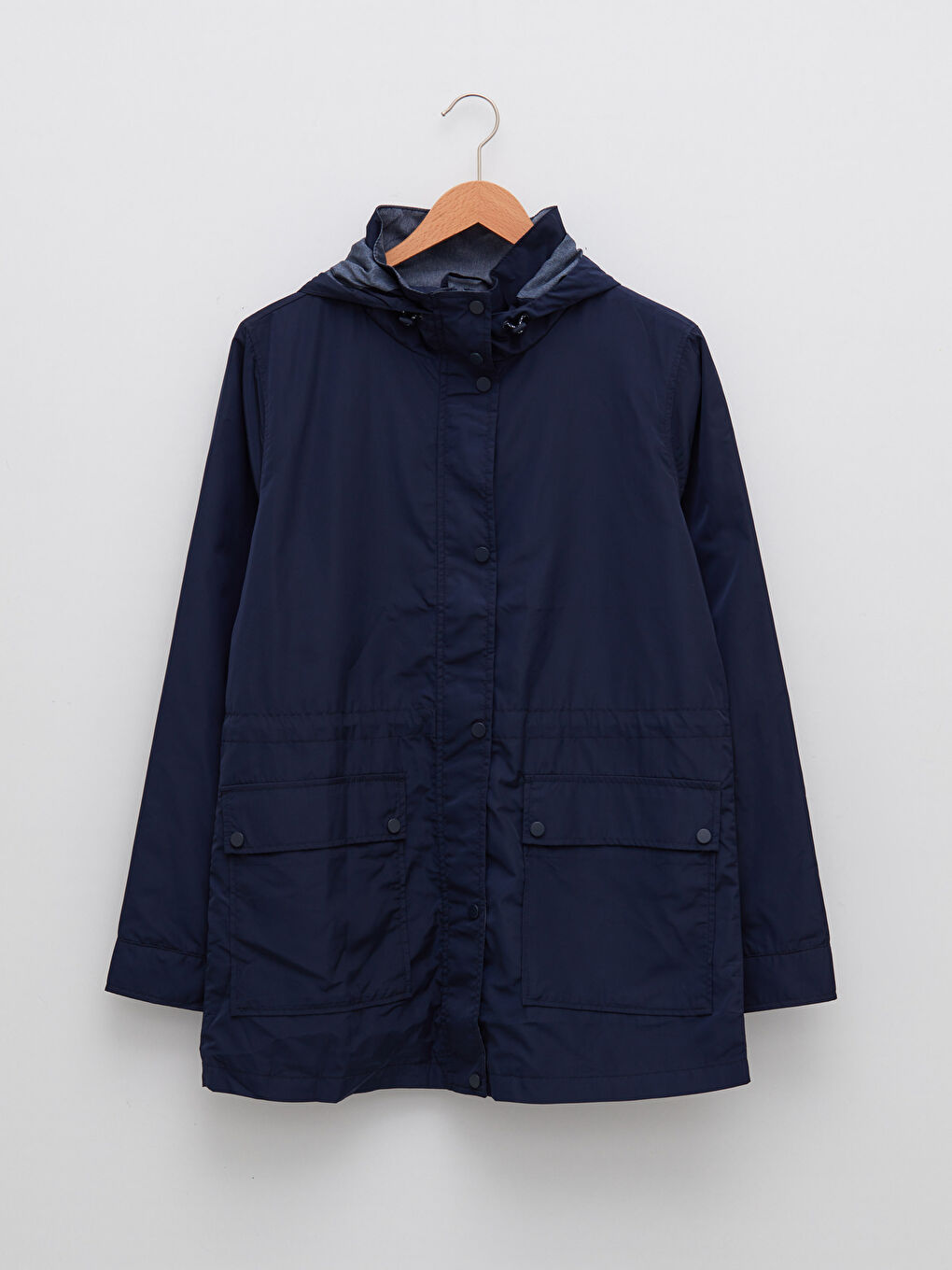 Әйелдерге арналған капюшонды ұзын жеңді қалтасы бар жаңбырға арналған күрте-6