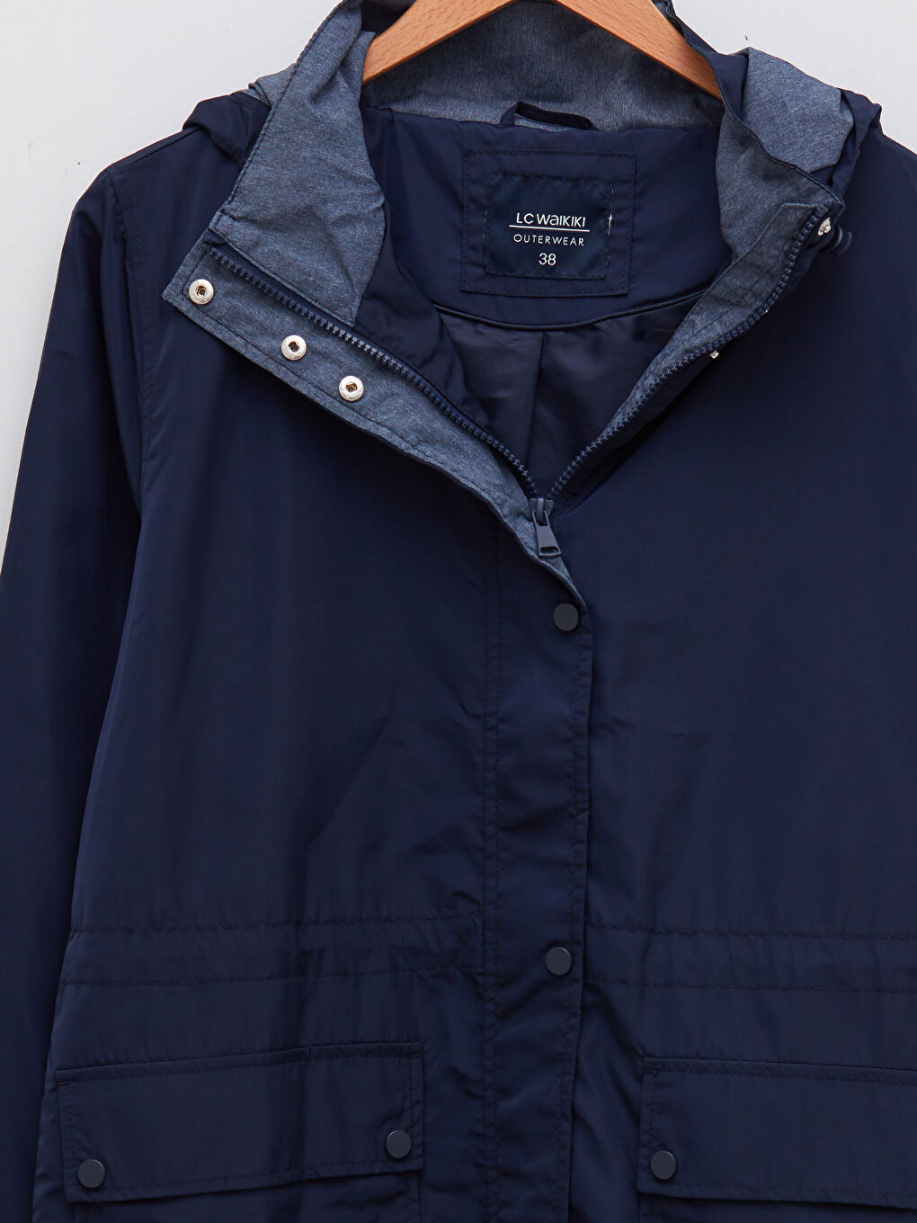 Әйелдерге арналған капюшонды ұзын жеңді қалтасы бар жаңбырға арналған күрте-8