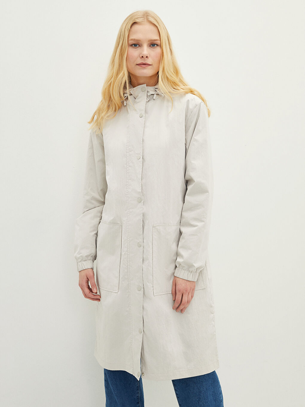 Impermeabil Simplu cu Glugă pentru Femei-3